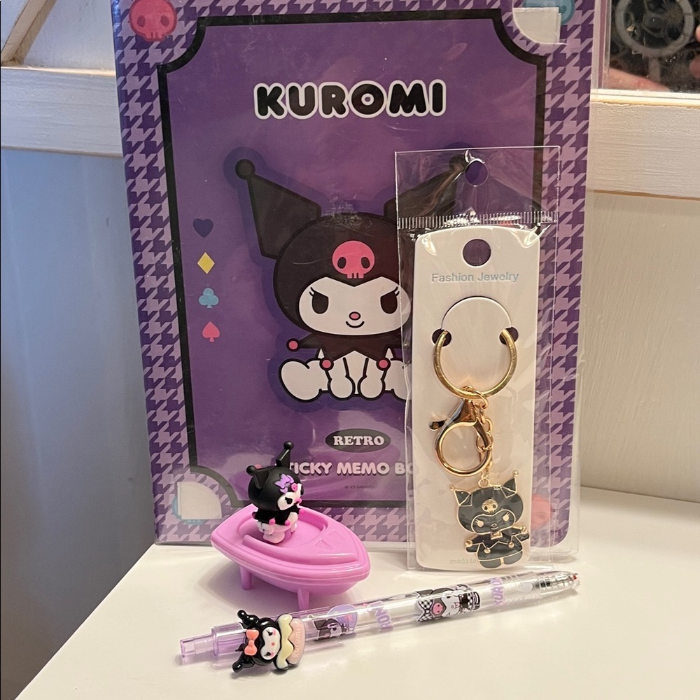 Kuromi Keychain and Stationery Set